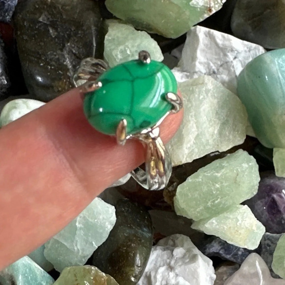 Turquoise and silver gem ring/Navajo turquoise ring/bohemian western style - Picture 2 of 5